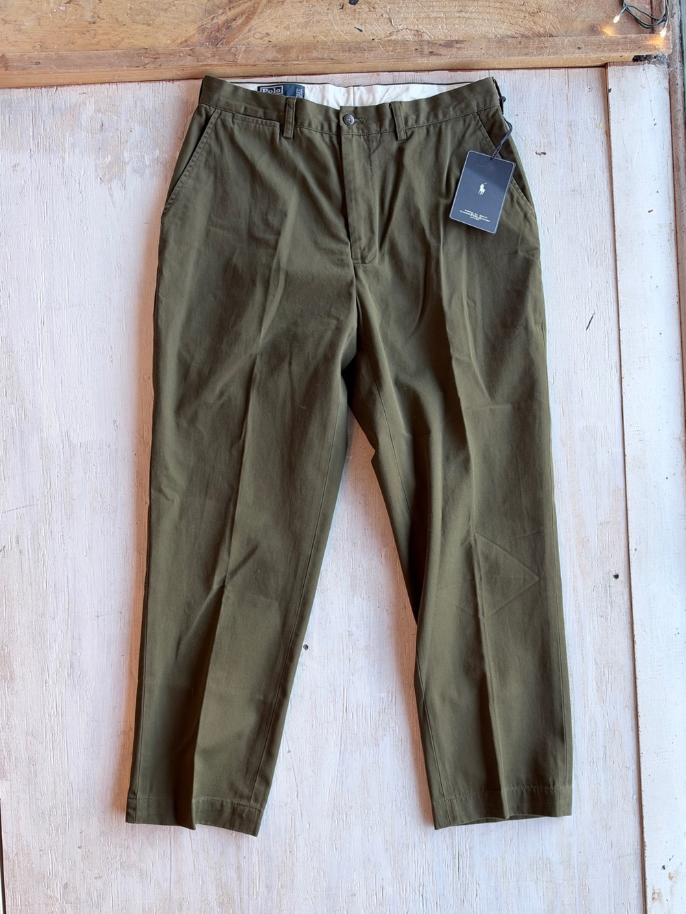 NWT Polo by Ralph Lauren Olive Chino Trousers The Prospect Pant 34x30